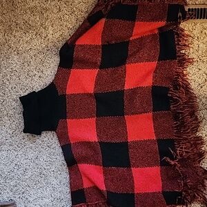 Ee,some one size fits all, black/red poncho